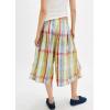 imageCHARTOU Women Summer Plaid Culotte Baggy Capri Pants High Rise Wide Leg Gingham Pants Beach Palazzo TrouserLight Green