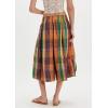imageCHARTOU Women Summer Plaid Culotte Baggy Capri Pants High Rise Wide Leg Gingham Pants Beach Palazzo TrouserOrange