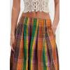 imageCHARTOU Women Summer Plaid Culotte Baggy Capri Pants High Rise Wide Leg Gingham Pants Beach Palazzo TrouserOrange