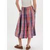 imageCHARTOU Women Summer Plaid Culotte Baggy Capri Pants High Rise Wide Leg Gingham Pants Beach Palazzo TrouserPink