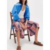 imageCHARTOU Women Summer Plaid Culotte Baggy Capri Pants High Rise Wide Leg Gingham Pants Beach Palazzo TrouserPink