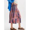 imageCHARTOU Women Summer Plaid Culotte Baggy Capri Pants High Rise Wide Leg Gingham Pants Beach Palazzo TrouserPink