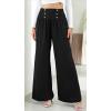 imageCHARTOU Women Summer Wide Leg Pants Palazzo Pants High Waist Beach Pants Flared Smocked Flowy Pants DressyBlack