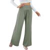 imageCHARTOU Women Summer Wide Leg Pants Palazzo Pants High Waist Beach Pants Flared Smocked Flowy Pants DressyGreen