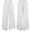 imageCHARTOU Women Summer Wide Leg Pants Palazzo Pants High Waist Beach Pants Flared Smocked Flowy Pants DressyWhite