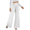 imageCHARTOU Women Summer Wide Leg Pants Palazzo Pants High Waist Beach Pants Flared Smocked Flowy Pants DressyWhite