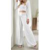 imageCHARTOU Women Summer Wide Leg Pants Palazzo Pants High Waist Beach Pants Flared Smocked Flowy Pants DressyWhite
