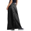 imageCHARTOU Women Vintage Denim Maxi Skirt Frayed Raw Hem High Waist ALine Long Jean SkirtBlack