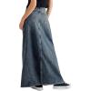 imageCHARTOU Women Vintage Denim Maxi Skirt Frayed Raw Hem High Waist ALine Long Jean SkirtBlue