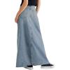 imageCHARTOU Women Vintage Denim Maxi Skirt Frayed Raw Hem High Waist ALine Long Jean SkirtLight Blue