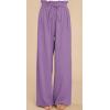 imageCHARTOU Womens Elastic High Waist Loose Fit Wide Leg Cotton Linen Lightweight Beach Palazzo PantsPurple