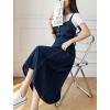 imageCHARTOU Womens Elegant Straps Back Smocked ALine Long Skirt Denim Overall Pinafore DressBlue