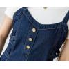imageCHARTOU Womens Elegant Straps Back Smocked ALine Long Skirt Denim Overall Pinafore DressBlue