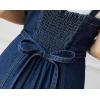 imageCHARTOU Womens Elegant Straps Back Smocked ALine Long Skirt Denim Overall Pinafore DressBlue