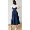 imageCHARTOU Womens Elegant Straps Back Smocked ALine Long Skirt Denim Overall Pinafore DressBlue