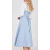 imageCHARTOU Womens Elegant Straps Back Smocked ALine Long Skirt Denim Overall Pinafore DressLight Blue