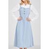imageCHARTOU Womens Elegant Straps Back Smocked ALine Long Skirt Denim Overall Pinafore DressLight Blue