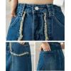 imageCHARTOU Womens Retro High Waist Long Denim A Line Maxi Skirt with PocketsBlue