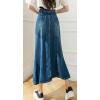 imageCHARTOU Womens Retro High Waist Long Denim A Line Maxi Skirt with PocketsBlue