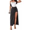 imageCHARTOU Womens Sexy High Split Slim Fit Maxi Long Pencil Denim Jean SkirtBlack