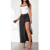 imageCHARTOU Womens Sexy High Split Slim Fit Maxi Long Pencil Denim Jean SkirtBlack