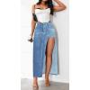 imageCHARTOU Womens Sexy High Split Slim Fit Maxi Long Pencil Denim Jean SkirtDark Blue