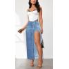 imageCHARTOU Womens Sexy High Split Slim Fit Maxi Long Pencil Denim Jean SkirtDark Blue