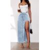 imageCHARTOU Womens Sexy High Split Slim Fit Maxi Long Pencil Denim Jean SkirtLight Blue