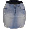 imageCHARTOU Womens Washed Distressed Broken Mid Waist Frayed Ripped Denim Jean Thigh Length Pencil SkirtBlue