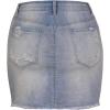 imageCHARTOU Womens Washed Distressed Broken Mid Waist Frayed Ripped Denim Jean Thigh Length Pencil SkirtBlue