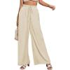 imageCHARTOU Wide Leg Palazzo Pants for Women Flowy Beach Pants Flared Elastic High Waisted Trousers DrawstringApricot