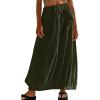 imageCHARTOU Women Baggy Parachute Skirt Comfy Casual Cotton Y2k Cargo Maxi Long SkirtArmy Green
