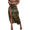 imageCHARTOU Women Camouflage Skirt Camo Maxi Pencil Skirt Bodycon Button Slit Cargo Skirt with PocketArmy Green