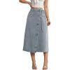 imageCHARTOU Women High Waist Tie Side Denim Wrap Skirt Long Asymmetrical A Line Jean Skirt with SlitBlue