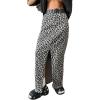 imageCHARTOU Women Leopard Denim Maxi Skirt 2025 Summer High Waisted Front Slit Cheetah Print Long Jean SkirtGrey