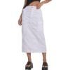 imageCHARTOU Women Long Denim Jean Skirt Mid Long Cargo Skirt Y2k Casual Denim Pencil Midi Skirt with PocketsWhite