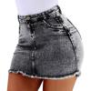 imageCHARTOU Womens Retro Distressed High Waist Packaged Hip Bodycon Denim Jean Mini SkirtGray