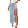 imageCHARTOU Womens Sexy High Split Slim Fit Maxi Long Pencil Denim Jean SkirtLight Blue