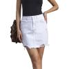 imageCHARTOU Womens Washed Distressed Broken Mid Waist Frayed Ripped Denim Jean Thigh Length Pencil SkirtWhite