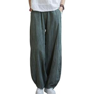 imageCHARTOU Vintage Cotton Linen Pants Women Wide Leg Pants Palazzo Pants Summer Lantern Beach PantsBlue Green
