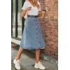 imageCHARTOU Casual Jean Skirts for Women Midi Denim Skirt Button Down A Line Skirt Flared Blue Jean Skirt with PocketsBlue