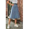 imageCHARTOU Casual Jean Skirts for Women Midi Denim Skirt Button Down A Line Skirt Flared Blue Jean Skirt with PocketsBlue