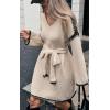 imageCHARTOU Causal Loose Straight Fit Sweater Dress for Women Fall 2025 Outfit Contrast Jumper Knit Sweater with BeltApricot