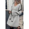 imageCHARTOU Causal Loose Straight Fit Sweater Dress for Women Fall 2025 Outfit Contrast Jumper Knit Sweater with BeltGrey