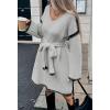 imageCHARTOU Causal Loose Straight Fit Sweater Dress for Women Fall 2025 Outfit Contrast Jumper Knit Sweater with BeltGrey