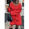 imageCHARTOU Causal Loose Straight Fit Sweater Dress for Women Fall 2025 Outfit Contrast Jumper Knit Sweater with BeltRed