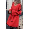 imageCHARTOU Causal Loose Straight Fit Sweater Dress for Women Fall 2025 Outfit Contrast Jumper Knit Sweater with BeltRed