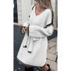 imageCHARTOU Causal Loose Straight Fit Sweater Dress for Women Fall 2025 Outfit Contrast Jumper Knit Sweater with BeltWhite