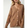 imageCHARTOU Floral Embroidered Button Down Sweaters for Women Cable Knit Sweater Cute Cardigan Fall ClothesKhaki