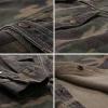 imageCHARTOU Mens Camo Button Denim Shirt Military Long Sleeve Outdoor Cargo Shirt with PocketsCamo